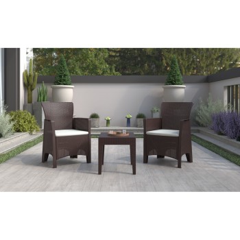 Sillón ILEÓN, polipropileno marrón chocolate, cojín beige 2