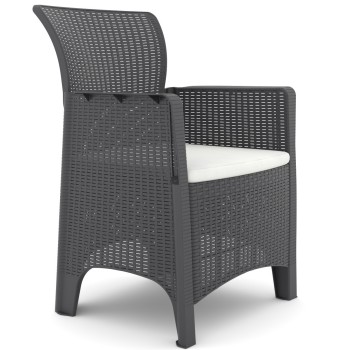 Sillón ILEÓN, polipropileno antracita, cojín beige
