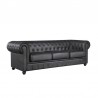 CHESTER NEW Sofa, 3 seater, black synthetic leather