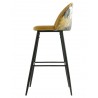 PALM YELLOW bar stool, metal, yellow velvet upholstery with palm back