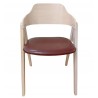 JARSY armchair, hevea wood, natural, synthetic leather brown