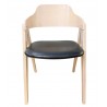 JARSY armchair, hevea wood, natural, synthetic leather black