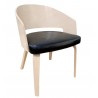 SINTRA armchair, hevea wood plywood, natural, synthetic leather black