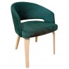 VISAU armchair, hevea wood plywood, natural, green dark velvet