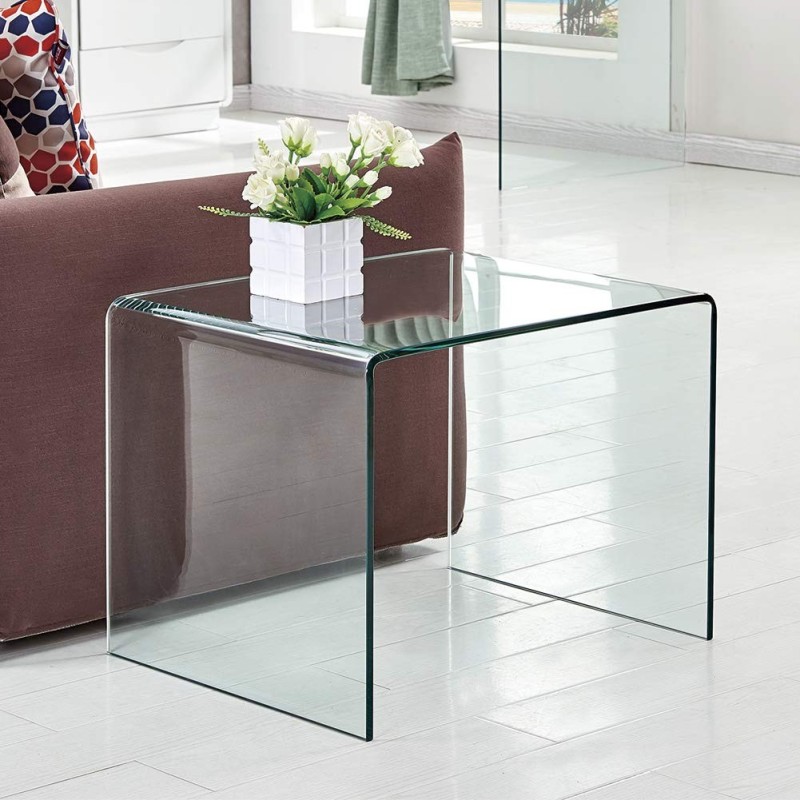 Mesa CHEVAL (SU), baja, cristal curvado, 60 x 60 cms-0