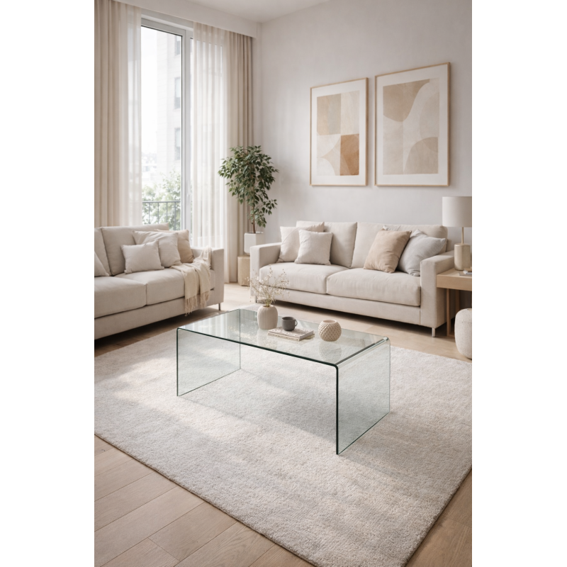 Mesa CHEVAL (SU), baja, cristal curvado, 100 x 48 cms-1