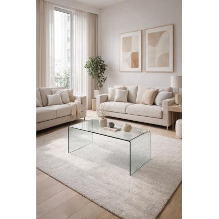 Mesa CHEVAL (SU), baja, cristal curvado, 100 x 48 cms-1
