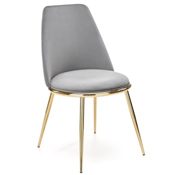 Silla TAVIRA, metal, cromado dorado, tapizado velvet gris