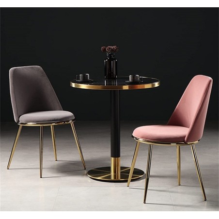 Silla TAVIRA, metal, cromado dorado, tapizado velvet gris-0