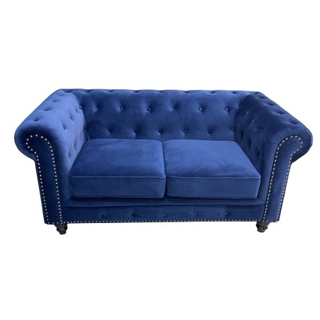 Sofá CHESTER PREMIUM, 2 plazas, tapizado velvet azul navy