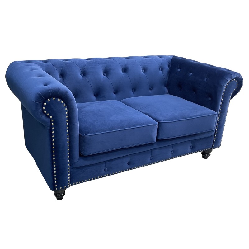 Sofá CHESTER PREMIUM, 2 plazas, tapizado velvet azul navy-0