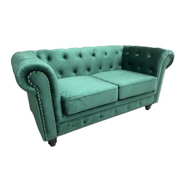 Sofá CHESTER PREMIUM, 2 plazas, tapizado velvet esmeralda 2