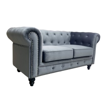 Sofá CHESTER PREMIUM, 2 plazas, tapizado velvet gris 2
