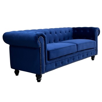 Sofá CHESTER PREMIUM, 3 plazas, tapizado velvet azul navy 2