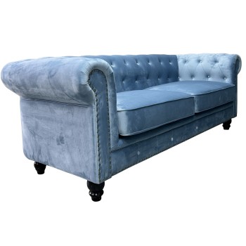 Sofá CHESTER PREMIUM, 3 plazas, tapizado velvet dusky azul 2