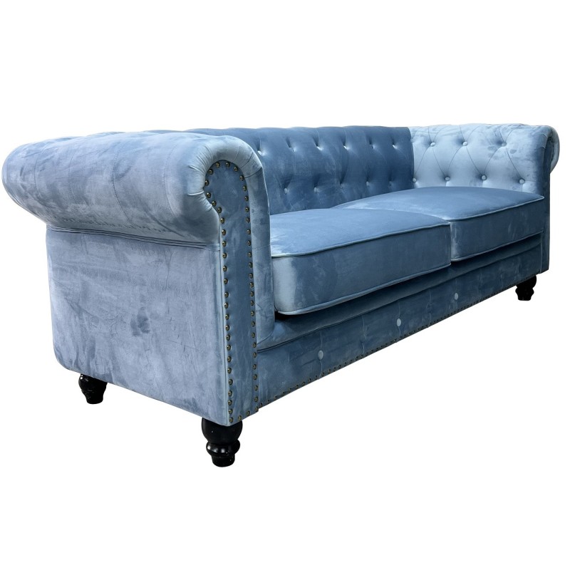 Sofá CHESTER PREMIUM, 3 plazas, tapizado velvet dusky azul-0