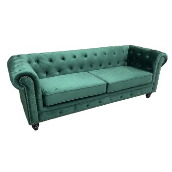 Sofá CHESTER PREMIUM, 3 plazas, tapizado velvet esmeralda 2