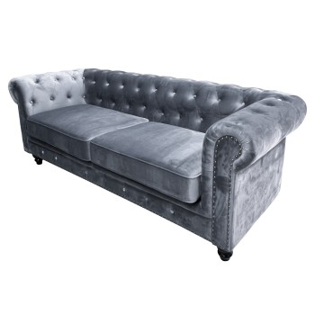 Sofá CHESTER PREMIUM, 3 plazas, tapizado velvet gris 2