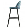 CARNAVAL SKY BLUE bar stool, metal, blue velvet upholstery with palm back