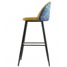 CARNAVAL YELLOW bar stool, metal, yellow velvet upholstery with carnaval back