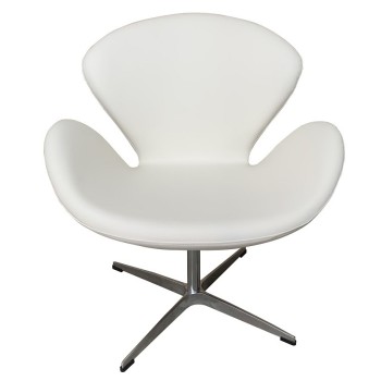 Sillón SW, tapizado en similpiel blanca 2