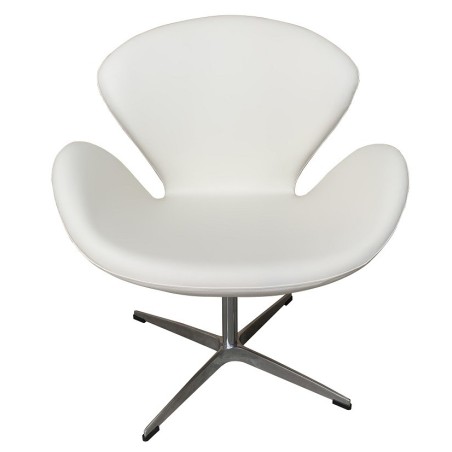 Sillón SW, tapizado en similpiel blanca-0