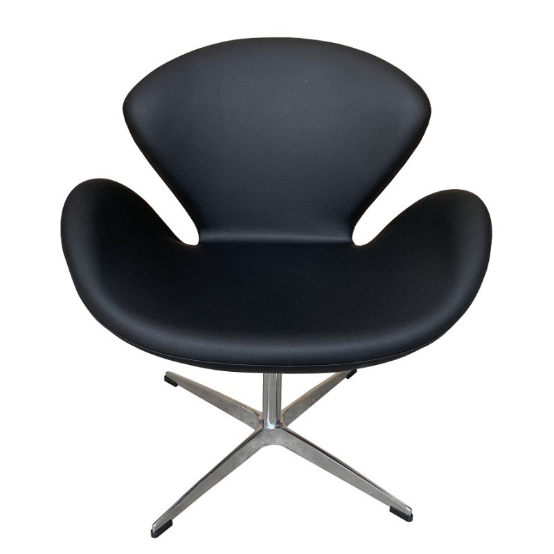 Sillón SW, tapizado en similpiel negra-0