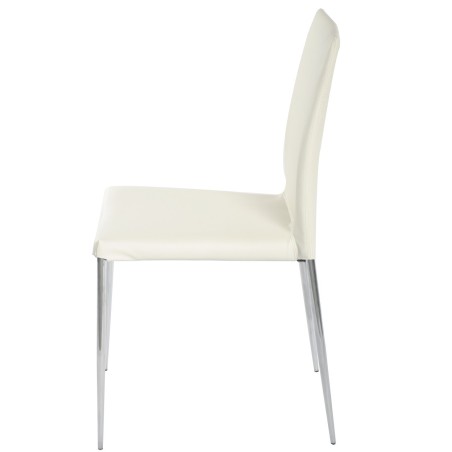 Silla INMA, apilable, metal, similpiel blanca-0
