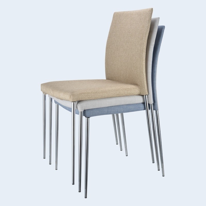 Silla INMA, apilable, metal, similpiel blanca-3