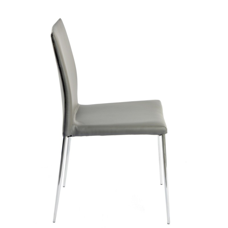 Silla INMA, apilable, metal, similpiel gris oscuro-0