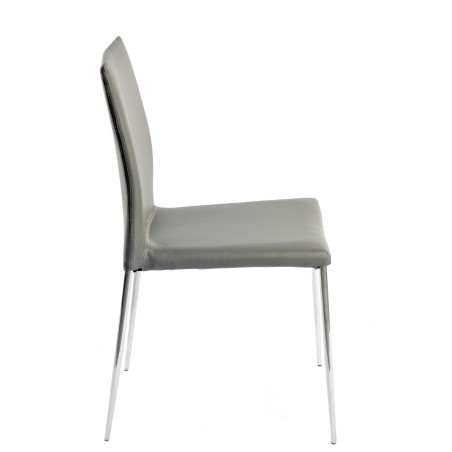Silla INMA, apilable, metal, similpiel gris oscuro-0