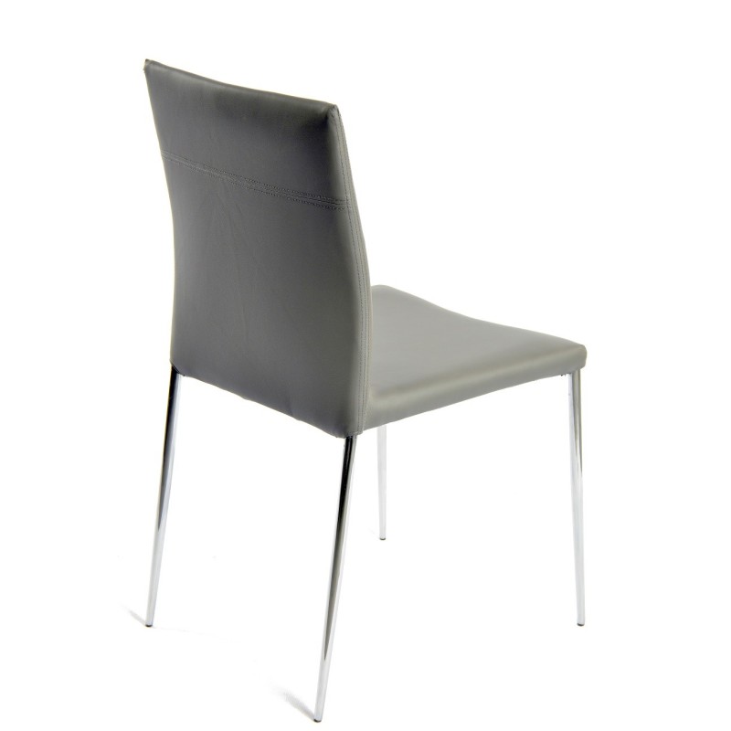 Silla INMA, apilable, metal, similpiel gris oscuro-1