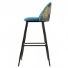 PALM SKY BLUE bar stool, metal, blue velvet upholstery with palm back