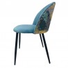 PALM SKY BLUE chair, metal, blue velvet upholstery with palm back