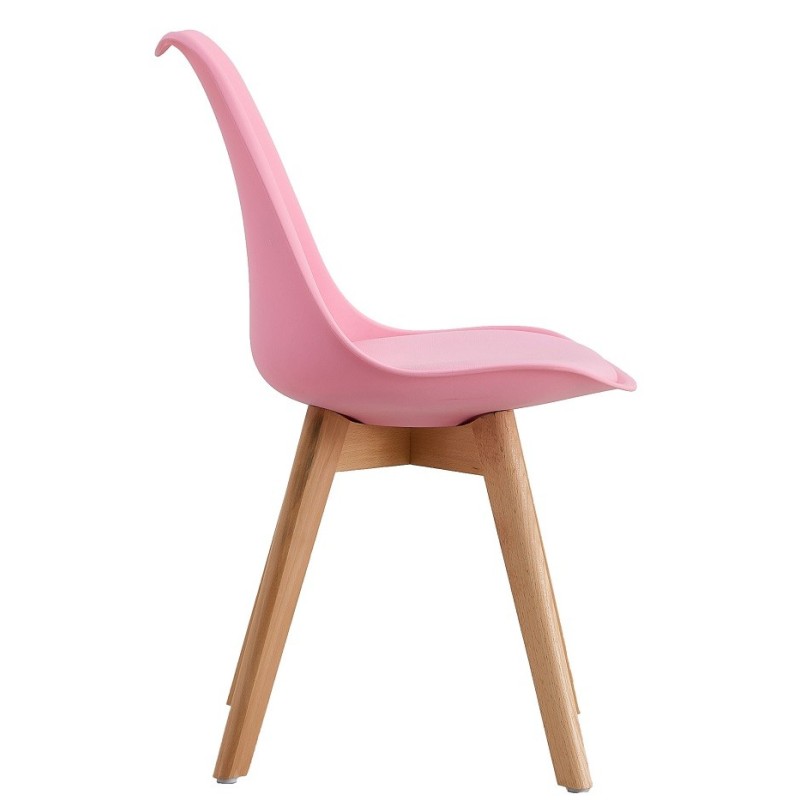 Silla TORRE 4P (SU), madera, polipropileno y cojín rosa-0