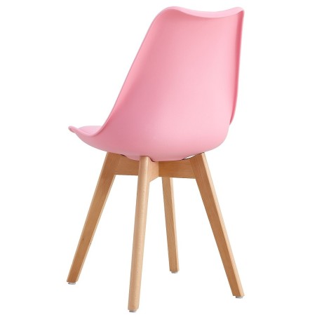 Silla TORRE 4P (SU), madera, polipropileno y cojín rosa-2