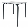 FERAY table, stackable, black epoxy, white marble phenolic table top 69x69 cms