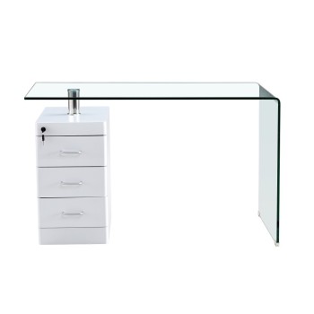 Mesa ARTEMISA, cristal curvado, cajonera, 125x65 cms 2