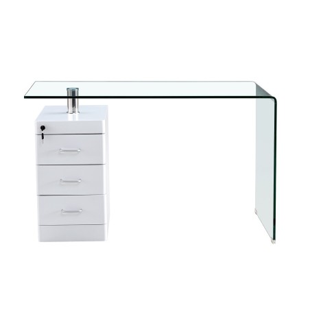 Mesa ARTEMISA, cristal curvado, cajonera, 125x65 cms-0