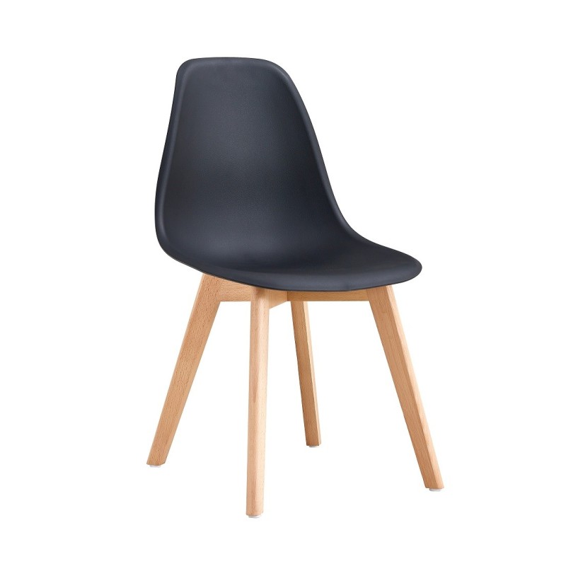 Silla MARAIS, madera, polipropileno negro