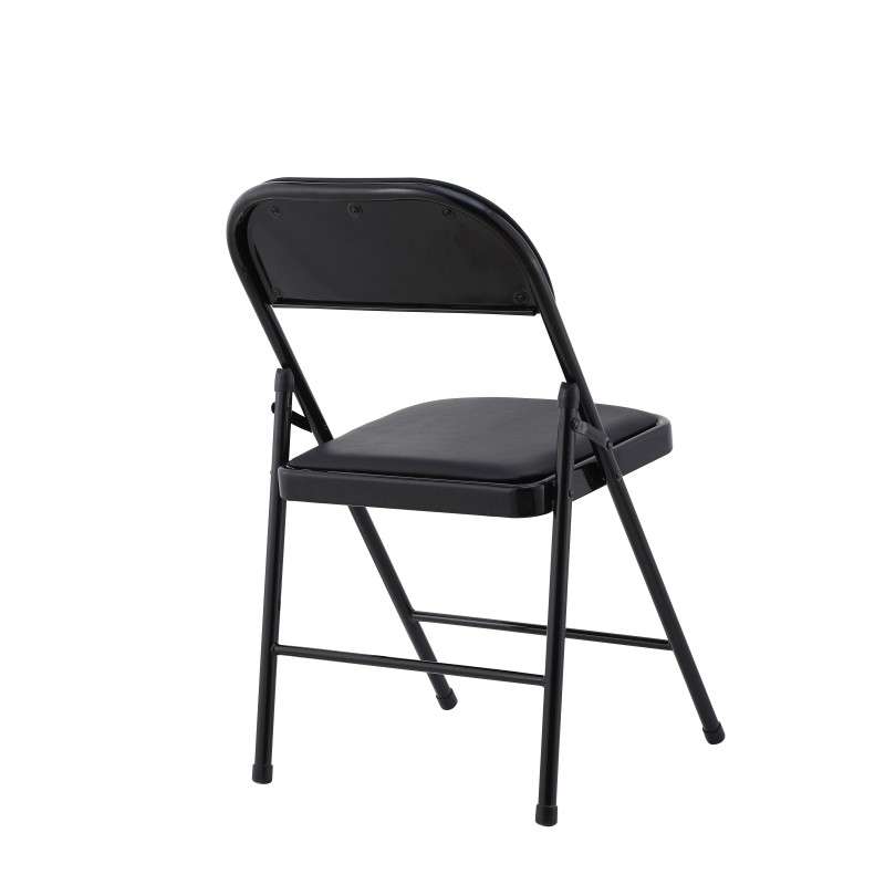 Silla SMART, plegable, metal, epoxi negro, vinilo negro-2