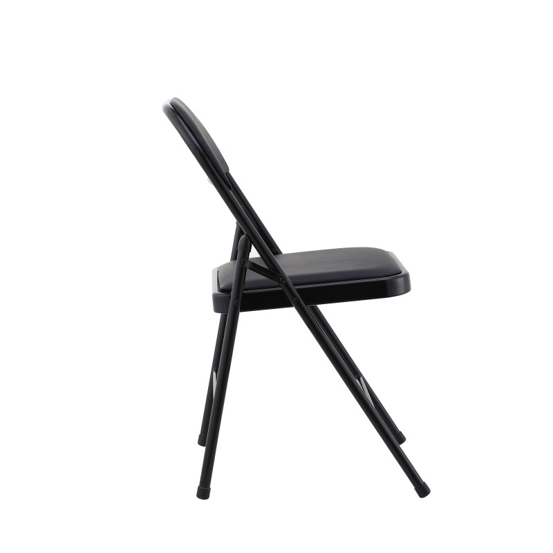 Silla SMART, plegable, metal, epoxi negro, vinilo negro-3