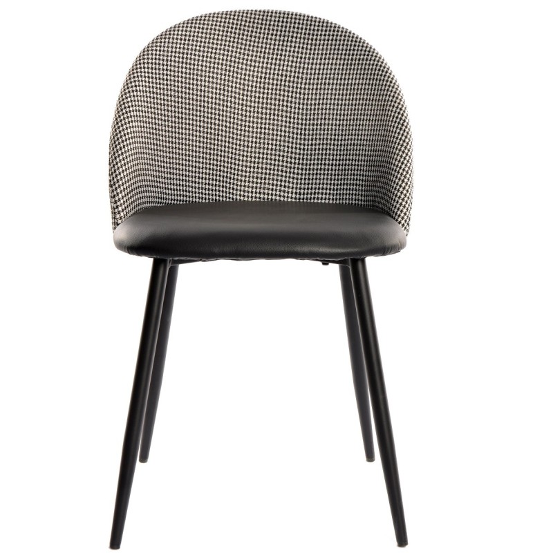 Silla ETNA, metal negro, tapizado pata de gallo y similpiel negra-0