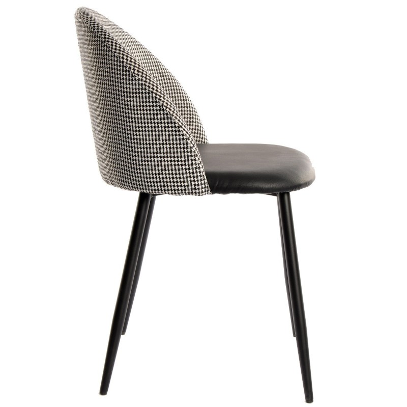 Silla ETNA, metal negro, tapizado pata de gallo y similpiel negra-1