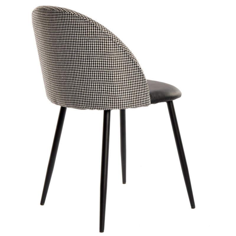 Silla ETNA, metal negro, tapizado pata de gallo y similpiel negra-2