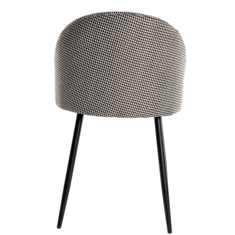 Silla ETNA, metal negro, tapizado pata de gallo y similpiel blanca-3