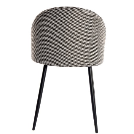 Silla ETNA, metal negro, tapizado pata de gallo y similpiel blanca-3