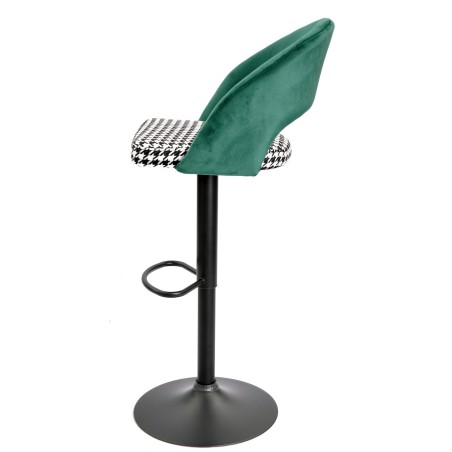 Taburete TEIDE, regulable, metal negro, tapizado verde con pata de gallo-0