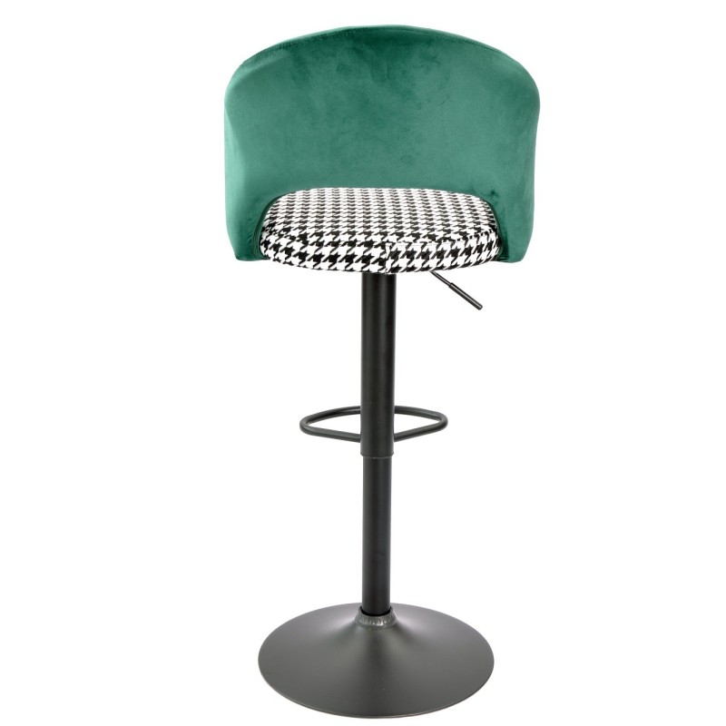 Taburete TEIDE, regulable, metal negro, tapizado verde con pata de gallo-2