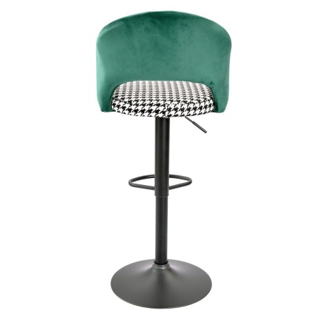 Taburete TEIDE, regulable, metal negro, tapizado verde con pata de gallo-2